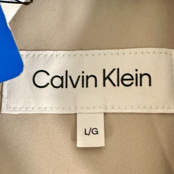 New Calvin Klein Rain Jacket Women's Size L Beige Double Breasted Removable Hood - Picture 3 of 14